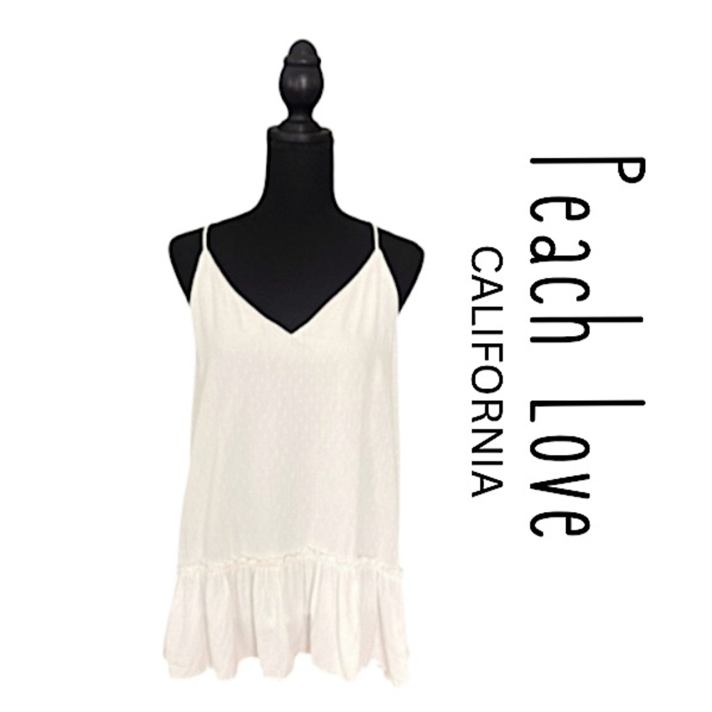NWT! Peach Love California Ivory White Babydoll Racerback Ruffled Tank Size M